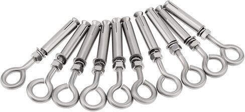Concrete Eye Bolt, PNXKTXO 5 Pack M10 Eyebolt Bolt Stainless Steel Wall Concrete Brick Anchor, Heavy Duty Eyebolts Expansion Lifting Ring Bolt Fastener 3/8 in Saudi Arabia