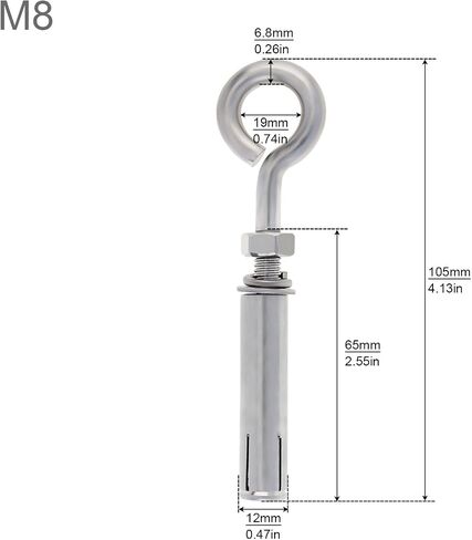 Concrete Eye Bolt, PNXKTXO 5 Pack M10 Eyebolt Bolt Stainless Steel Wall Concrete Brick Anchor, Heavy Duty Eyebolts Expansion Lifting Ring Bolt Fastener 3/8 in Saudi Arabia