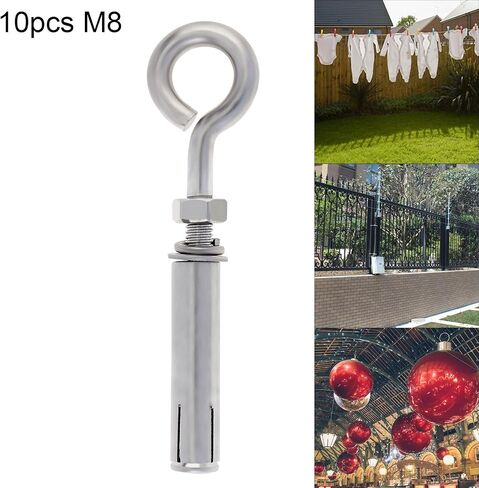 Concrete Eye Bolt, PNXKTXO 5 Pack M10 Eyebolt Bolt Stainless Steel Wall Concrete Brick Anchor, Heavy Duty Eyebolts Expansion Lifting Ring Bolt Fastener 3/8 in Saudi Arabia