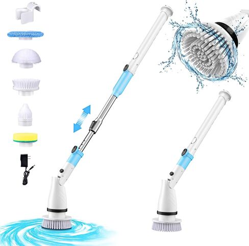 EB5 Electric Spin Scrubber, Cordless Cleaning Brush with 5 Replaceable Heads, Powerful Shower Scrubber for Bathroom Tile Floor Kitchen in Saudi Arabia