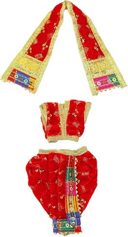 Decorative God Dhoti Dress Ganpati/Krishna Set/Poshak for God/Dhoti Set for Statues of Home Mandir/God Clothes/Dress for Ganpati/Vinayagar veshti Vastra for Traditional Festival(Size:- 6")(Red) in Saudi Arabia