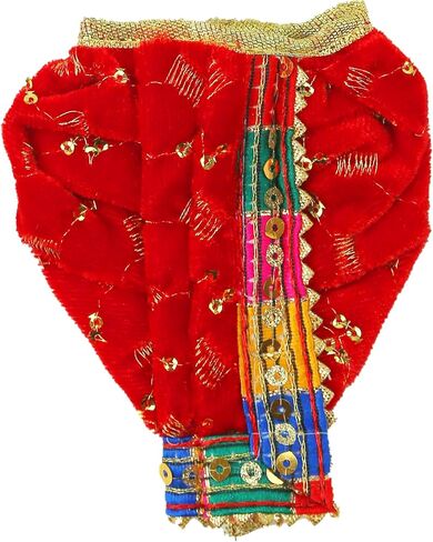 Decorative God Dhoti Dress Ganpati/Krishna Set/Poshak for God/Dhoti Set for Statues of Home Mandir/God Clothes/Dress for Ganpati/Vinayagar veshti Vastra for Traditional Festival(Size:- 6")(Red) in Saudi Arabia