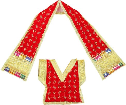Decorative God Dhoti Dress Ganpati/Krishna Set/Poshak for God/Dhoti Set for Statues of Home Mandir/God Clothes/Dress for Ganpati/Vinayagar veshti Vastra for Traditional Festival(Size:- 6")(Red) in Saudi Arabia