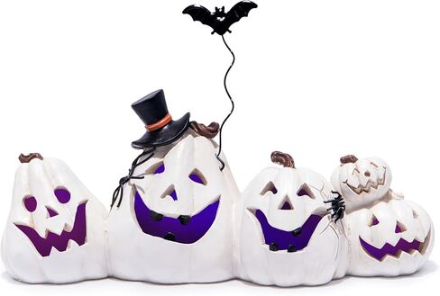 Hodao Halloween Pumpkin ديكورات داخلية لعيد الهالوين للطاولة/الهالوين/النافذة/صندوق الهدايا/الهدايا/ممر الفناء (قرع أفقي أبيض) in Saudi Arabia