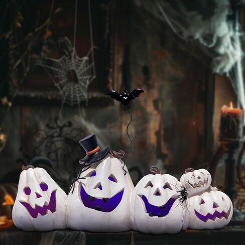 Hodao Halloween Pumpkin ديكورات داخلية لعيد الهالوين للطاولة/الهالوين/النافذة/صندوق الهدايا/الهدايا/ممر الفناء (قرع أفقي أبيض) in Saudi Arabia