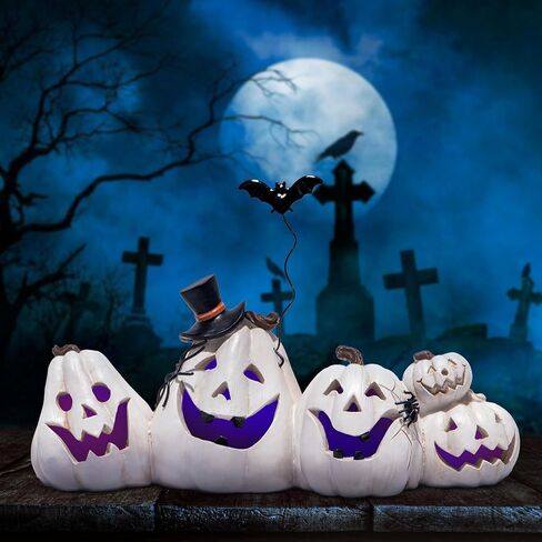 Hodao Halloween Pumpkin ديكورات داخلية لعيد الهالوين للطاولة/الهالوين/النافذة/صندوق الهدايا/الهدايا/ممر الفناء (قرع أفقي أبيض) in Saudi Arabia