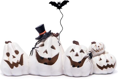 Hodao Halloween Pumpkin ديكورات داخلية لعيد الهالوين للطاولة/الهالوين/النافذة/صندوق الهدايا/الهدايا/ممر الفناء (قرع أفقي أبيض) in Saudi Arabia