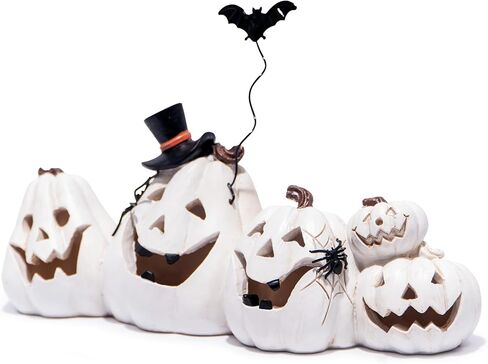 Hodao Halloween Pumpkin ديكورات داخلية لعيد الهالوين للطاولة/الهالوين/النافذة/صندوق الهدايا/الهدايا/ممر الفناء (قرع أفقي أبيض) in Saudi Arabia