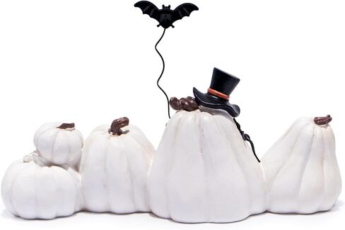 Hodao Halloween Pumpkin ديكورات داخلية لعيد الهالوين للطاولة/الهالوين/النافذة/صندوق الهدايا/الهدايا/ممر الفناء (قرع أفقي أبيض) in Saudi Arabia