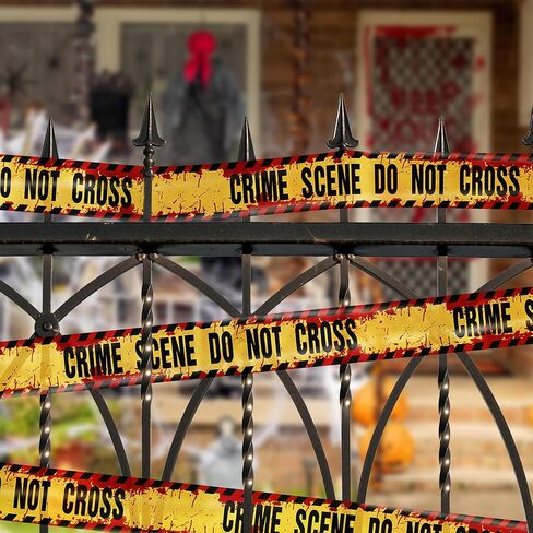 Caution Tape Halloween - Haunted! Do Not Enter Tape, Halloween Fright Tape Blood Handprint I 3 Inch x 82 Ft I PE Tape Roll for Safety Warning, Scary Halloween Party Decorations Outdoor, Haunted House in Saudi Arabia