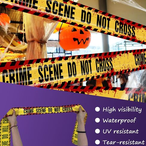 Caution Tape Halloween - Haunted! Do Not Enter Tape, Halloween Fright Tape Blood Handprint I 3 Inch x 82 Ft I PE Tape Roll for Safety Warning, Scary Halloween Party Decorations Outdoor, Haunted House in Saudi Arabia