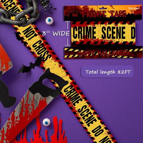 Caution Tape Halloween - Haunted! Do Not Enter Tape, Halloween Fright Tape Blood Handprint I 3 Inch x 82 Ft I PE Tape Roll for Safety Warning, Scary Halloween Party Decorations Outdoor, Haunted House in Saudi Arabia