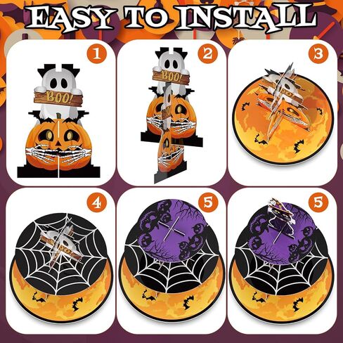 حامل كب كيك Cinrobiye Halloween ثلاثي الطبقات، ملون، من الورق المقوى، مثالي لعرض الحلويات، مناسب لديكور حفلات الهالوين in Saudi Arabia