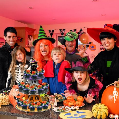 حامل كب كيك Cinrobiye Halloween ثلاثي الطبقات، ملون، من الورق المقوى، مثالي لعرض الحلويات، مناسب لديكور حفلات الهالوين in Saudi Arabia