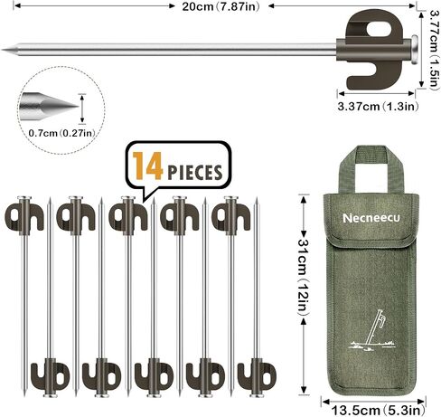 12PCS Tent Stakes, 9.8in Heavy Duty Tent Stakes Pegs with Storage Bag for Fencing, Tarp and Outdoor Christmas Decorations Yard in Saudi Arabia
