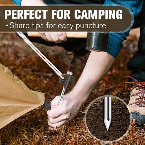 12PCS Tent Stakes, 9.8in Heavy Duty Tent Stakes Pegs with Storage Bag for Fencing, Tarp and Outdoor Christmas Decorations Yard in Saudi Arabia