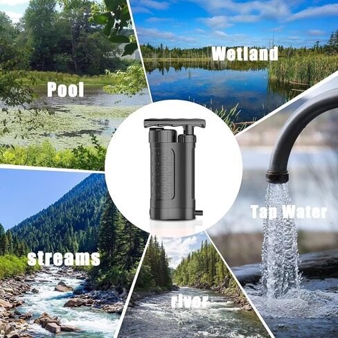 Water Filter Pump, 0.01 Micron 5-Stage Water Filter,Portable Outdoor Emergency and Survival Gear - Camping, Hiking, Backpacking (K8188 White) in Saudi Arabia