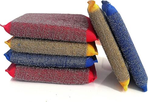 Steel Wool Sponges for Kitchen - Kitchen Scrubbers Dish Sponges, Non-Scratch Microfiber sponges for Cleaning, Pots and Pans Scrub Sponge(6 Pack) in Saudi Arabia