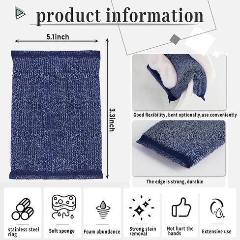 Steel Wool Sponges for Kitchen - Kitchen Scrubbers Dish Sponges, Non-Scratch Microfiber sponges for Cleaning, Pots and Pans Scrub Sponge(6 Pack) in Saudi Arabia
