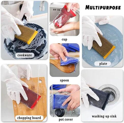 Steel Wool Sponges for Kitchen - Kitchen Scrubbers Dish Sponges, Non-Scratch Microfiber sponges for Cleaning, Pots and Pans Scrub Sponge(6 Pack) in Saudi Arabia