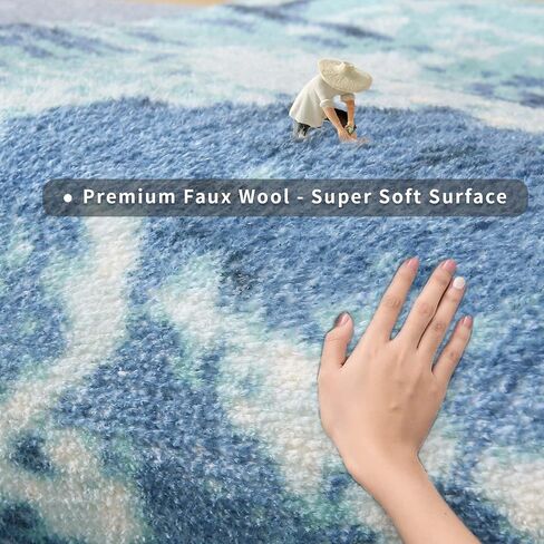 Area Rugs 5.2' x6.5' Abstract Rug Distressed Non-Slip Rug for Living Room Bedroom Carpet Indoor Home Rug Floor Mat, Ink Blue in Saudi Arabia