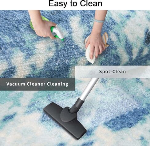 Area Rugs 5.2' x6.5' Abstract Rug Distressed Non-Slip Rug for Living Room Bedroom Carpet Indoor Home Rug Floor Mat, Ink Blue in Saudi Arabia