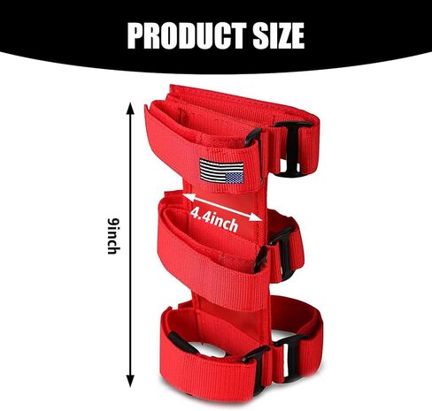 Pack-1 American Flag Car Fire Extinguisher Holder Strap, Adjustable Durable Fabric Vehicle Fire Extinguisher Mount, Compatible with Jeep Wrangler 1965-2022 JK JKU TJ CJ Gladiator (Red) in Saudi Arabia