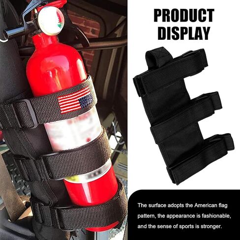 Pack-1 American Flag Car Fire Extinguisher Holder Strap, Adjustable Durable Fabric Vehicle Fire Extinguisher Mount, Compatible with Jeep Wrangler 1965-2022 JK JKU TJ CJ Gladiator (Red) in Saudi Arabia