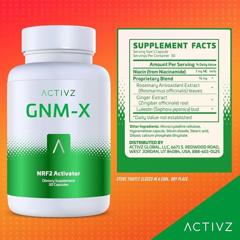 ACTIVZ - GNM-X - Ultimate Nrf2 Activator for Genetic Cellular Defense & Anti-Aging Power! Unlock Your Body's Potential with The Most Potent Epigenetic for Enhanced Well-Being & Longevity - 30 Capsule in Saudi Arabia