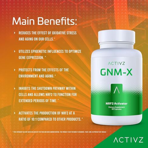 ACTIVZ - GNM-X - Ultimate Nrf2 Activator for Genetic Cellular Defense & Anti-Aging Power! Unlock Your Body's Potential with The Most Potent Epigenetic for Enhanced Well-Being & Longevity - 30 Capsule in Saudi Arabia