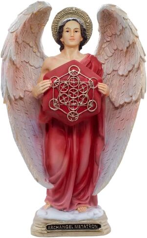 12" Archangel Metatron Indoor Statue | Religious Home Decoration | Metatron Holding The Sacred Geometrical Cube | Great Religious Gift for Housewarming and Graduation in Saudi Arabia