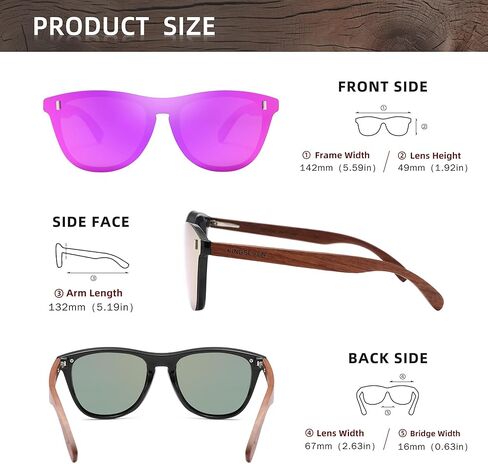 نظارات شمسية مستقطبة من KINGSEVEN Bubinga بتصميم كلاسيكي أنيق للرجال والنساء، عدسة عاكسة B5510 in Kuwait