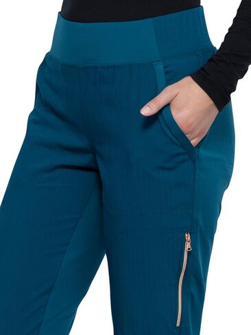 Cherokee Statement CK175 Women's Mid-Rise, Tapered Leg Pull-on Pant, Caribbean Blue, X-Large in Saudi Arabia
