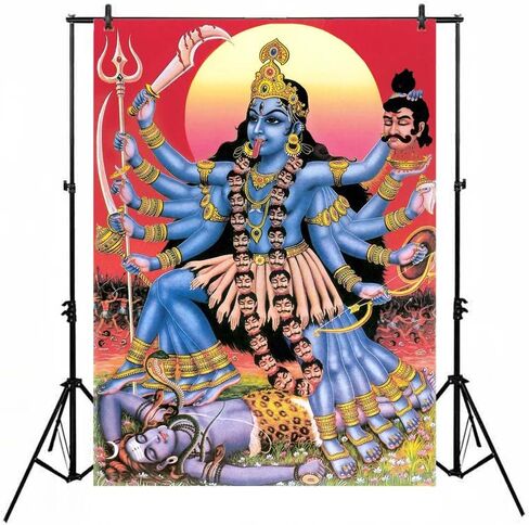 Smiler Maa Kali Poster Backdrop 5x7 Goddess Maa Kali Killing Lord Shiva Backdrop Maa Kali Tapestry Background Wall Art Room Decor Religious Poster in Saudi Arabia