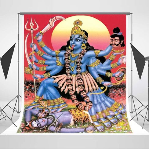 Smiler Maa Kali Poster Backdrop 5x7 Goddess Maa Kali Killing Lord Shiva Backdrop Maa Kali Tapestry Background Wall Art Room Decor Religious Poster in Saudi Arabia