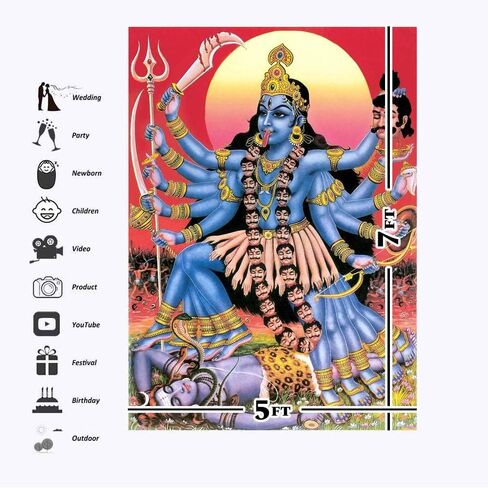 Smiler Maa Kali Poster Backdrop 5x7 Goddess Maa Kali Killing Lord Shiva Backdrop Maa Kali Tapestry Background Wall Art Room Decor Religious Poster in Saudi Arabia
