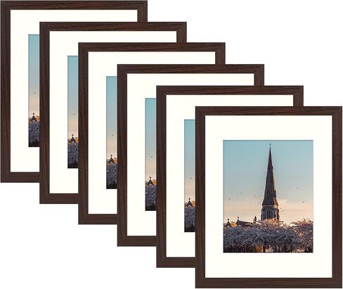AUEAR 11x14 Picture Frames Set of 6, Matted to 8x10 or 11 by 14 without Mat, Gallery Wall Photo Frame with Glass, Vertical & Horizontal Display (6 Pack, Black) in Saudi Arabia
