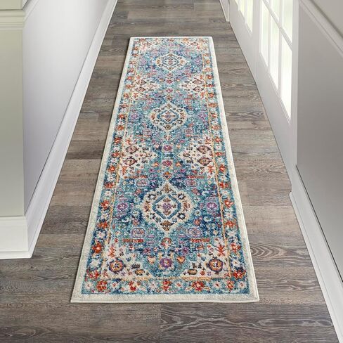 Nourison Passion Bohemian Ivory/Multi 2'2" x 7'6" Area -Rug, Easy -Cleaning, Non Shedding, Bed Room, Living Room, Dining Room, Kitchen (2x8) in Saudi Arabia