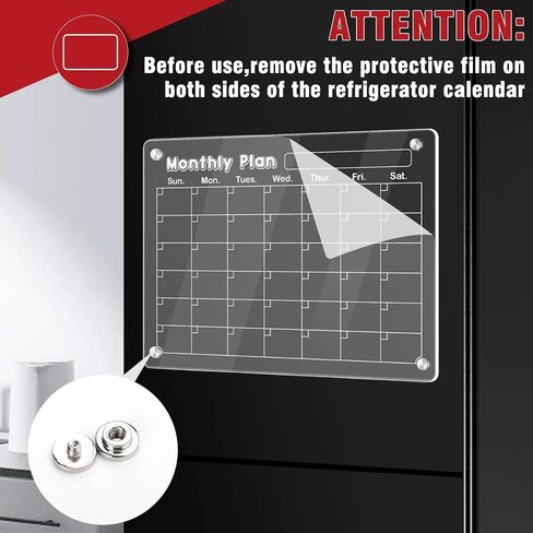 3 Pcs Magnetic Fridge Calendar, Dry Erase Calendar for Refrigerator, Monthly Weekly and Blank Board Acrylic Calendar for Wall, Kitchen, Desk, with 12 Colors Markers Pen, Magnetic Pen Holder and Towel in Saudi Arabia