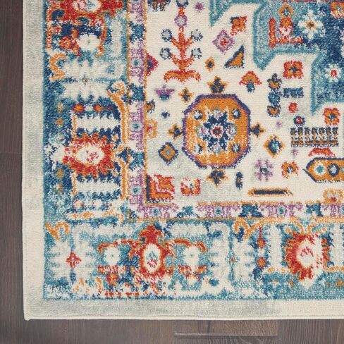 Nourison Passion Bohemian Ivory/Multi 2'2" x 7'6" Area -Rug, Easy -Cleaning, Non Shedding, Bed Room, Living Room, Dining Room, Kitchen (2x8) in Saudi Arabia