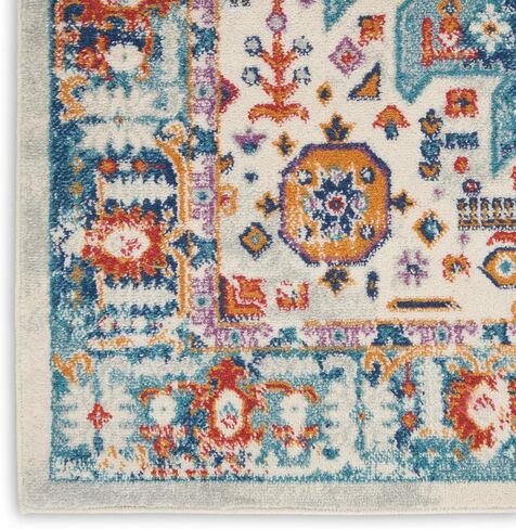 Nourison Passion Bohemian Ivory/Multi 2'2" x 7'6" Area -Rug, Easy -Cleaning, Non Shedding, Bed Room, Living Room, Dining Room, Kitchen (2x8) in Saudi Arabia