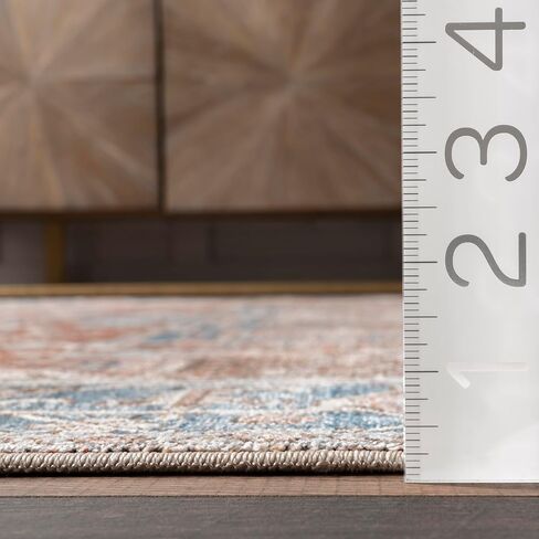 nuLOOM Harriet Vintage Medallion Fringe Area Rug - 2x12 Runner Rug Traditional Blue/Multicolor Rugs for Living Room Bedroom Dining Room Entryway Hallway Kitchen in Saudi Arabia