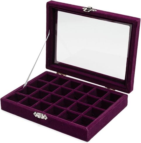 Earrings Organizer Jewelry Case Earrings Storage Tray Earrings Box Velvet Small Jewelry Box for Girls Women (Grey) in Saudi Arabia