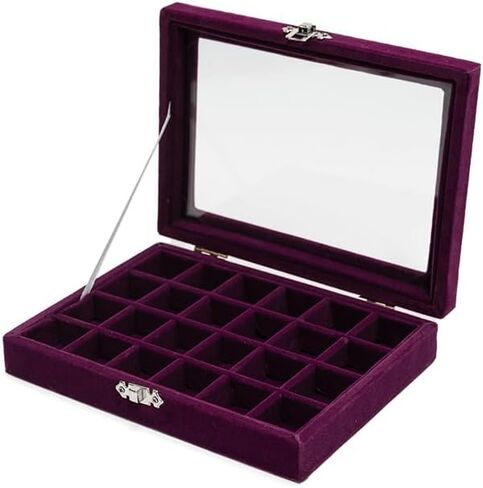 Earrings Organizer Jewelry Case Earrings Storage Tray Earrings Box Velvet Small Jewelry Box for Girls Women (Grey) in Saudi Arabia