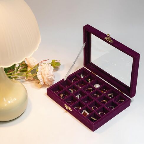 Earrings Organizer Jewelry Case Earrings Storage Tray Earrings Box Velvet Small Jewelry Box for Girls Women (Grey) in Saudi Arabia