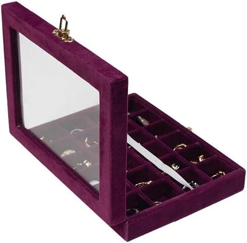 Earrings Organizer Jewelry Case Earrings Storage Tray Earrings Box Velvet Small Jewelry Box for Girls Women (Grey) in Saudi Arabia