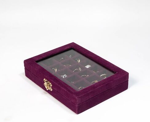 Earrings Organizer Jewelry Case Earrings Storage Tray Earrings Box Velvet Small Jewelry Box for Girls Women (Grey) in Saudi Arabia