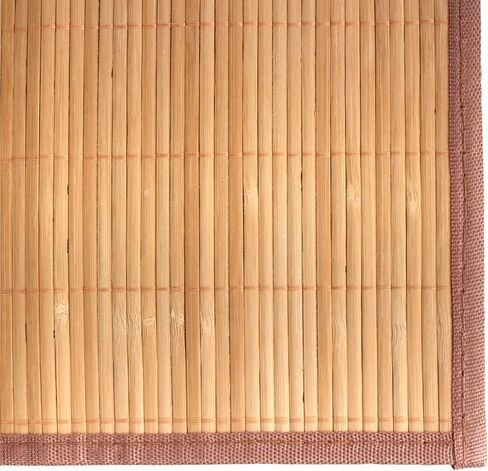 BambooMN Natural Brown Slat Bamboo Table Runner with Fabric Border, Home Décor, Brown w/ Black Border - 2 Piece in Saudi Arabia