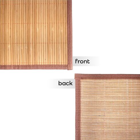 BambooMN Natural Brown Slat Bamboo Table Runner with Fabric Border, Home Décor, Brown w/ Black Border - 2 Piece in Saudi Arabia
