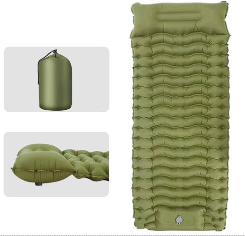 Inflatable Sleeping Pad for Camping 2 Person 79"X 53.5"with Pillow Built-in Foot Pump Camping Sleeping Mat Breathable Comfortable Camping Mattress Pad Portable Camping Sleeping Mat in Saudi Arabia